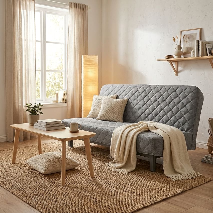 Cover for NYHAMN 3-seat sofa bed, quilted with diamonds - Gray L32