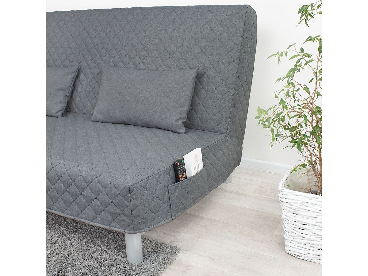 Cover for BEDDINGE 3-seat sofa bed, quilted with stripes