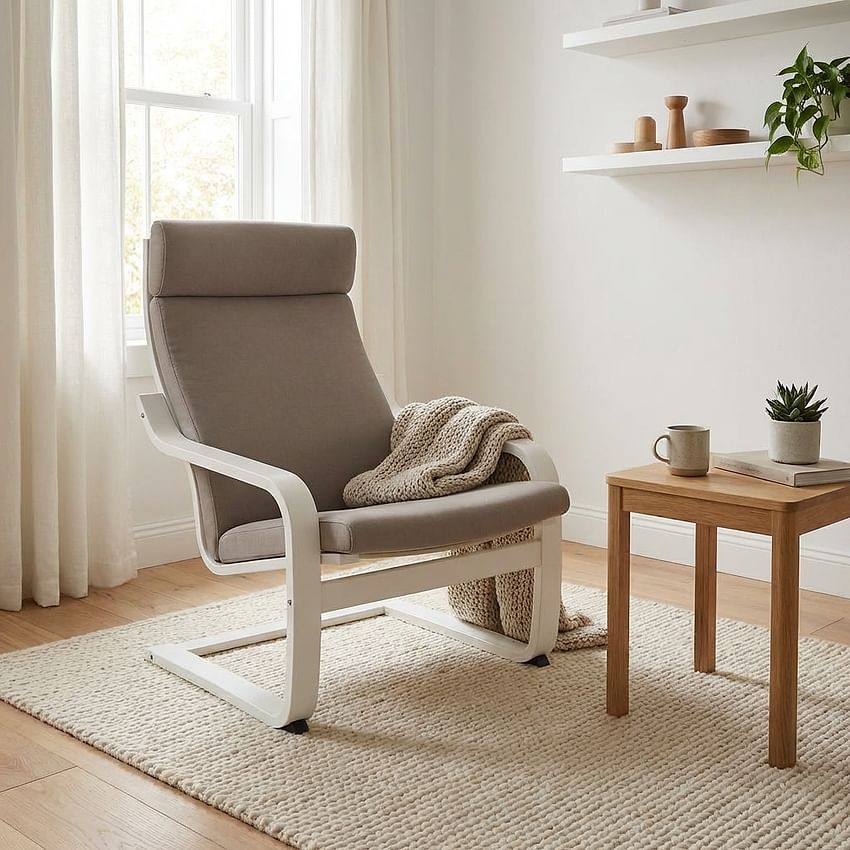 Housse pour fauteuil POÄNG avec appuie-tête cousu - Beige A1