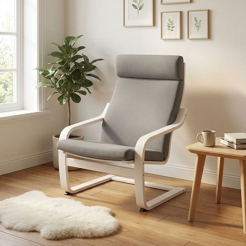 Housse pour fauteuil POÄNG avec appuie-tête cousu - Beige A1
