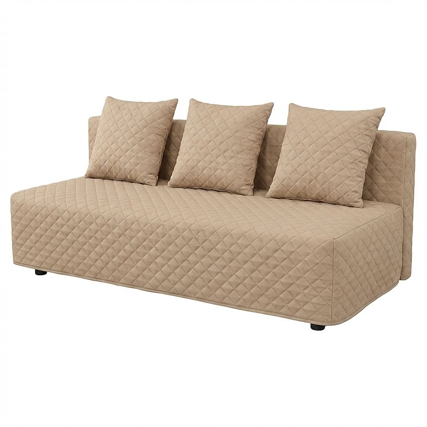 ASARUM sofabetræk, quiltet med striber - Dark beige H2