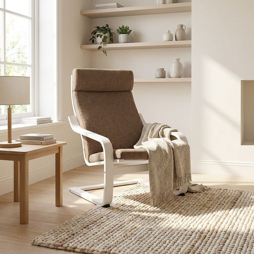 Cover for POÄNG armchair with headrest - Dark beige H2