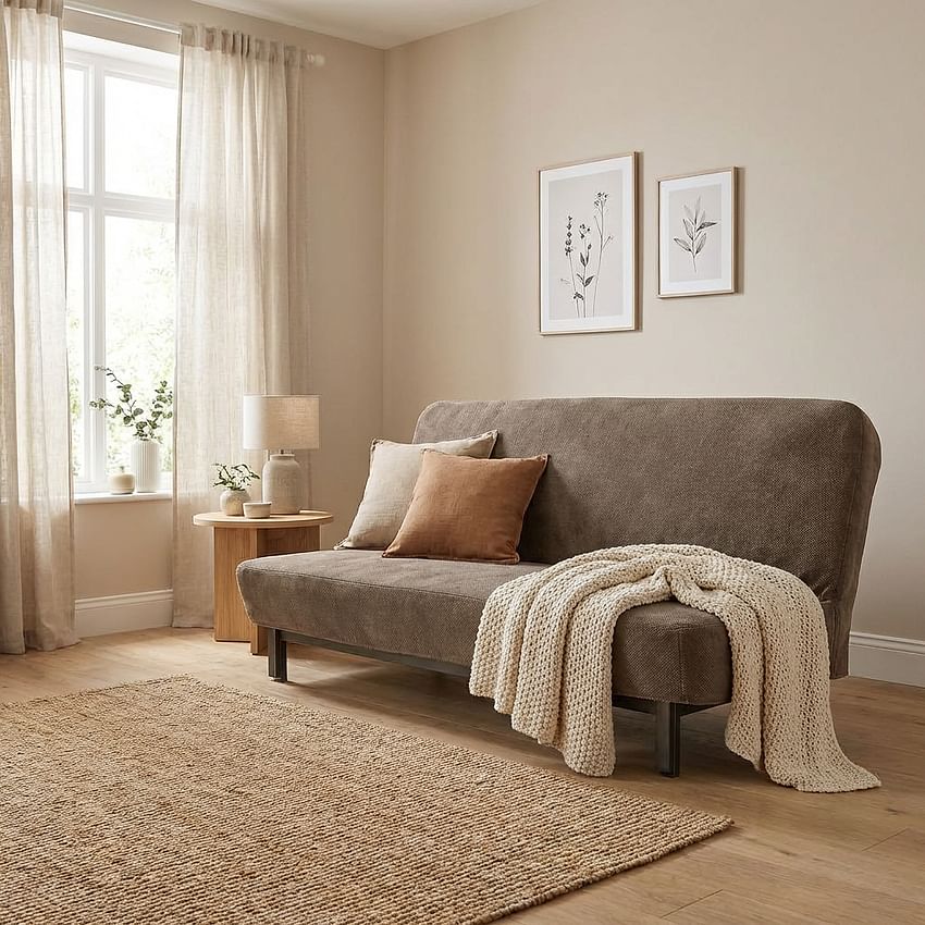 NYHAMN hoes voor slaapbank, glad - Gray A15