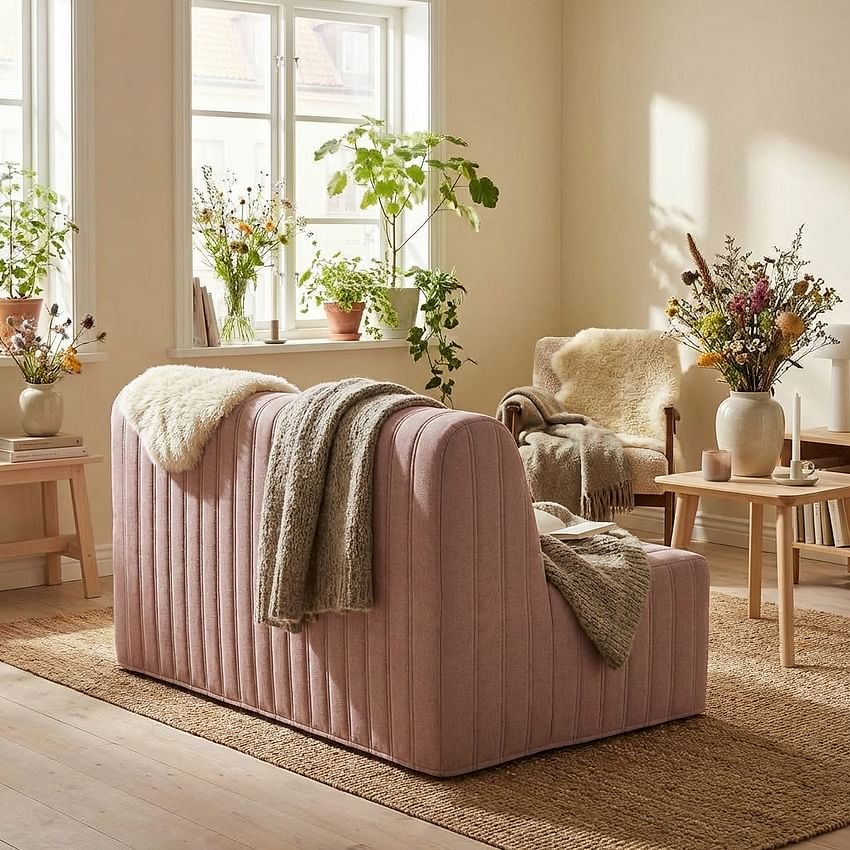 LYCKSELE kanapéhuzat, csíkokkal steppelt - Beige L25