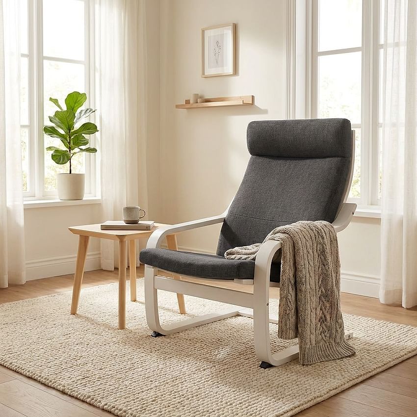 Cover for POÄNG armchair with headrest - Dark beige H2