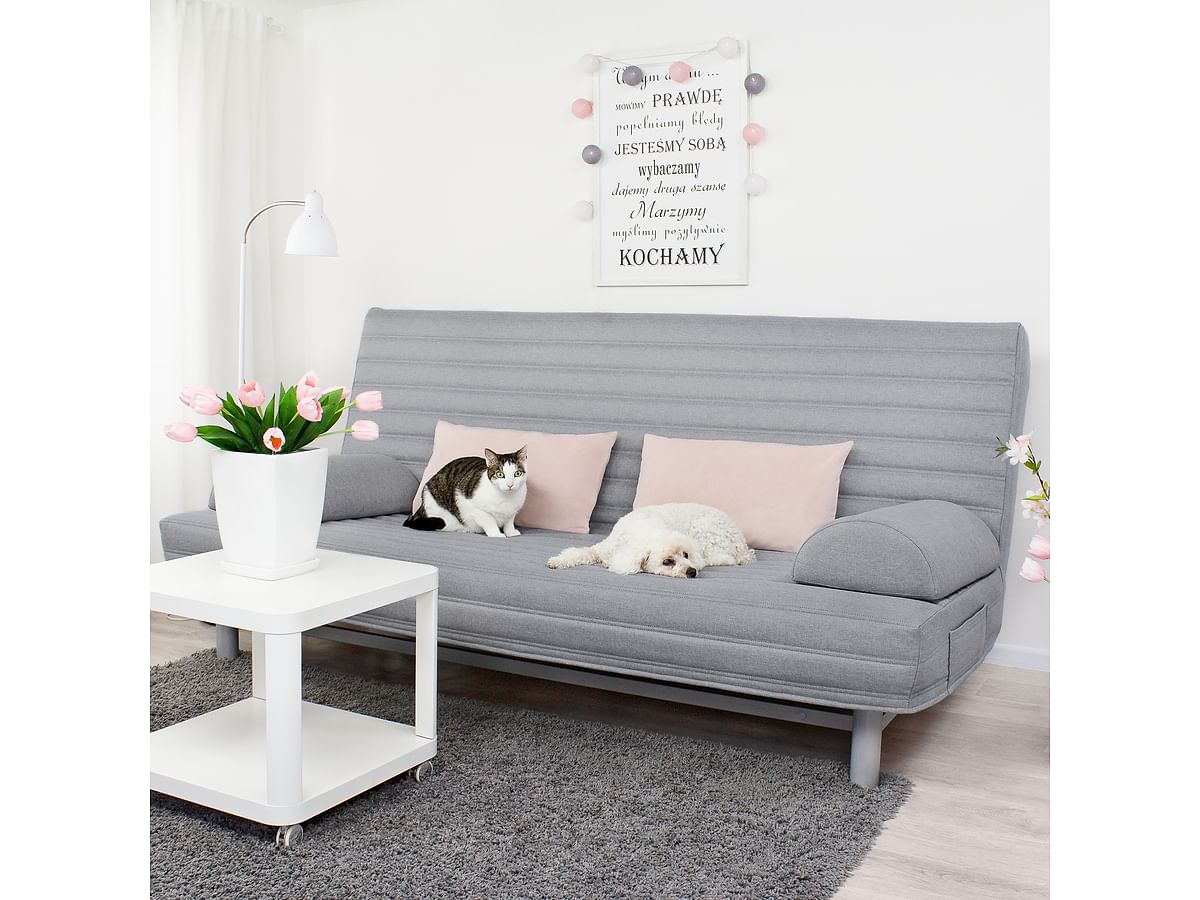 Cover for BEDDINGE 3-seat sofa bed, quilted with stripes