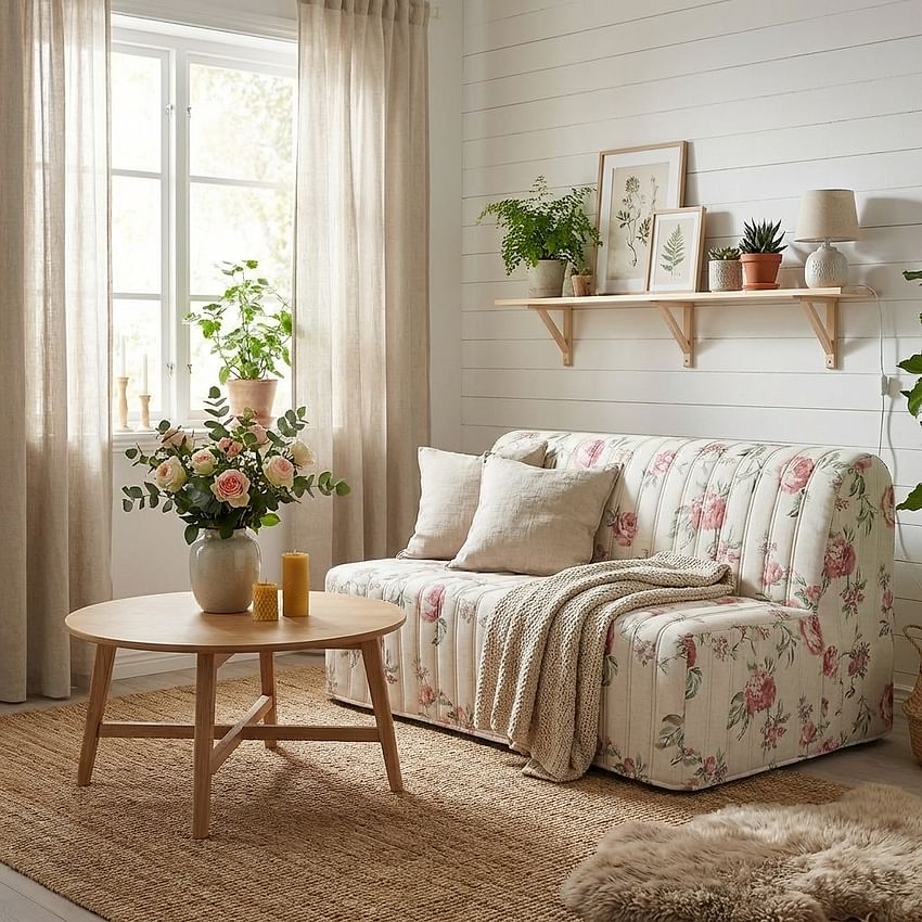 LYCKSELE kanapéhuzat, csíkokkal steppelt - Beige L25