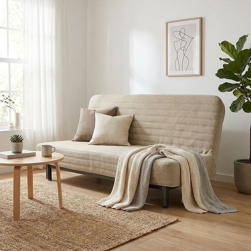 Cover for NYHAMN sofa bed, stripe quilted - Gray L32