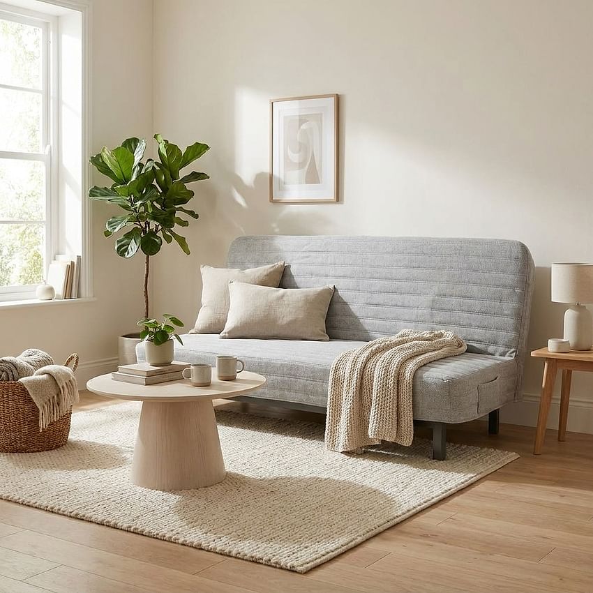 Cover for NYHAMN sofa bed, stripe quilted - Gray L32
