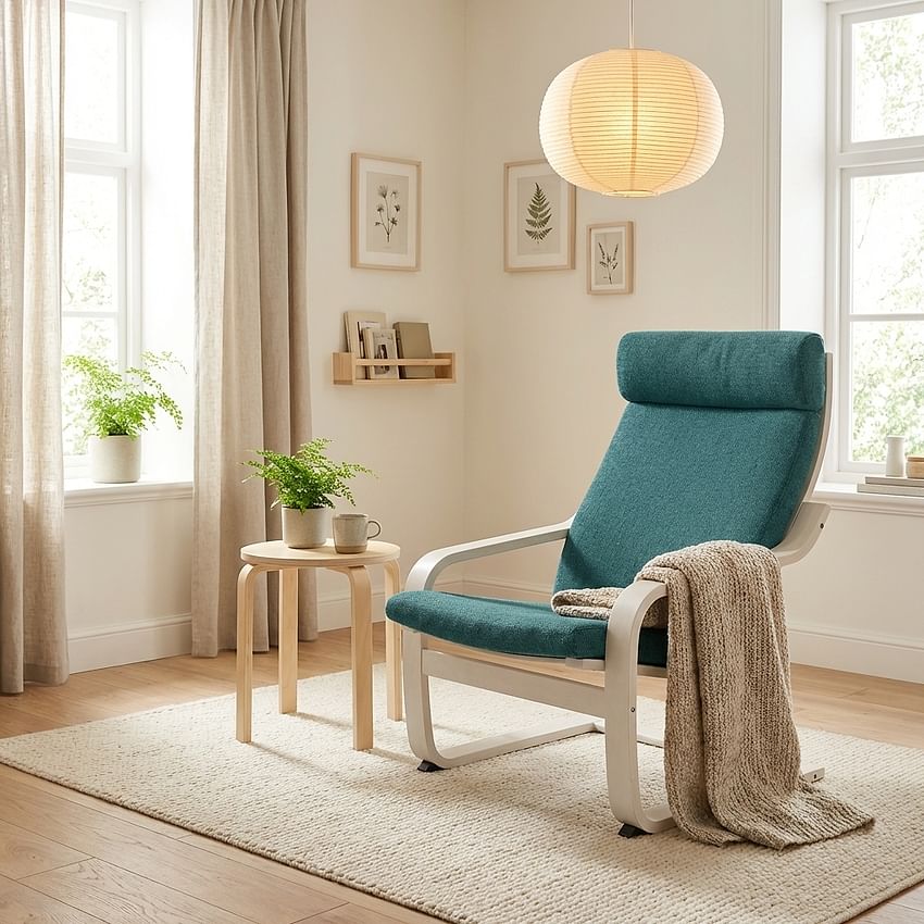 Housse pour fauteuil POÄNG avec appuie-tête cousu - Beige A1